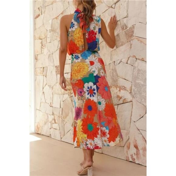 Floral Tied Back Sleeveless Midi Dress‎ - Picture 2 of 7